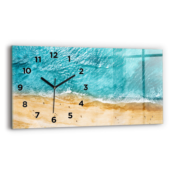 Horloge rectangulaire horizontale gens de la plage de la mer