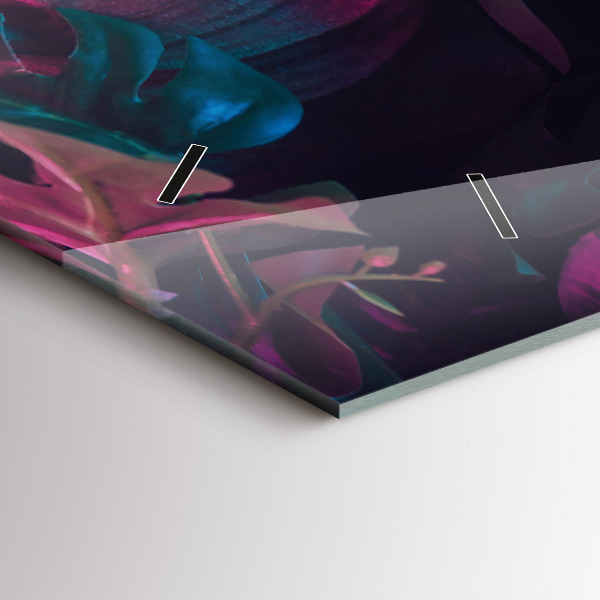 Horloge rectangulaire horizontale Fleurs exotiques