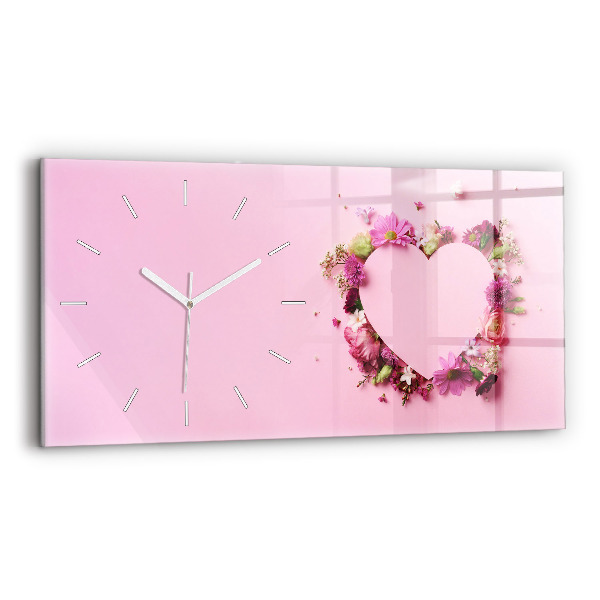 Horloge rectangulaire horizontale Coeur de fleurs