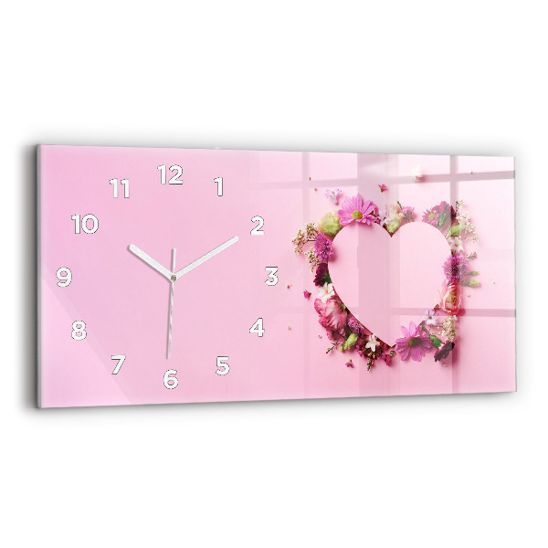 Horloge rectangulaire horizontale Coeur de fleurs