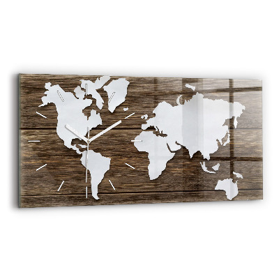 Horloge rectangulaire horizontale Carte du monde sur des tableaux