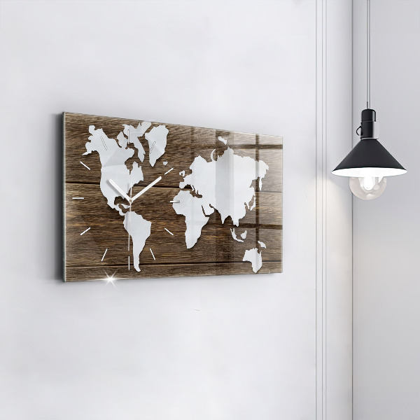 Horloge rectangulaire horizontale Carte du monde sur des tableaux