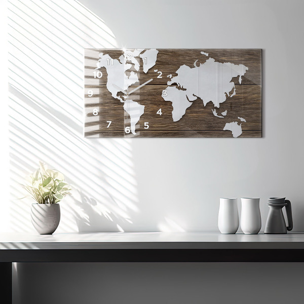 Horloge rectangulaire horizontale Carte du monde sur des tableaux