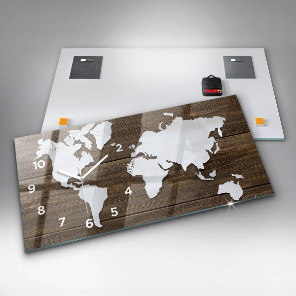 Horloge rectangulaire horizontale Carte du monde sur des tableaux