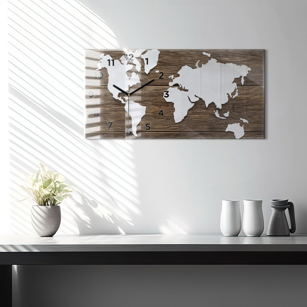 Horloge rectangulaire horizontale Carte du monde sur des tableaux
