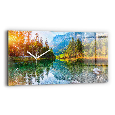 Horloge rectangulaire horizontale Paysage de montagnes fluviales