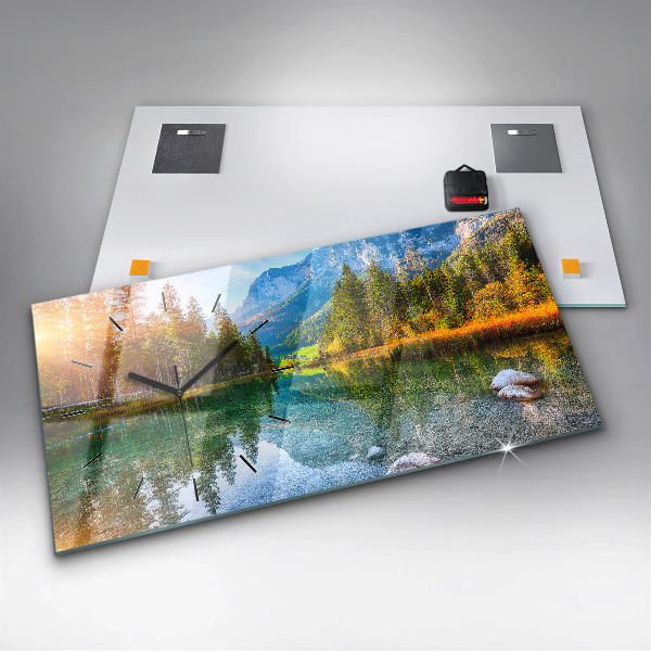Horloge rectangulaire horizontale Paysage de montagnes fluviales
