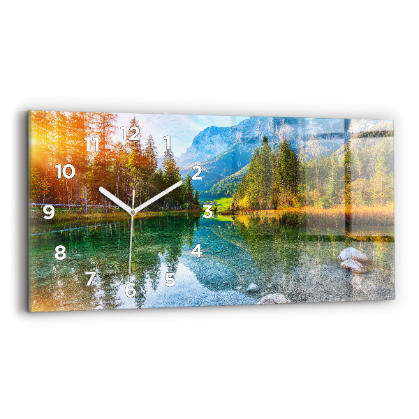 Horloge rectangulaire horizontale Paysage de montagnes fluviales