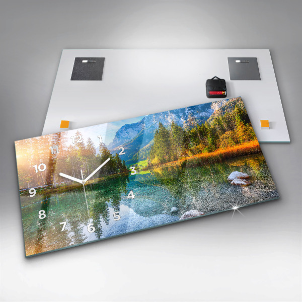 Horloge rectangulaire horizontale Paysage de montagnes fluviales