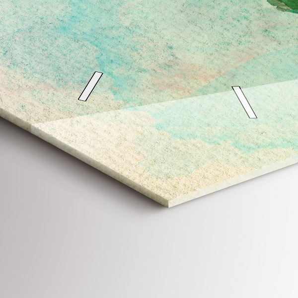 Horloge rectangulaire horizontale 'Carte du monde à l''aquarelle'