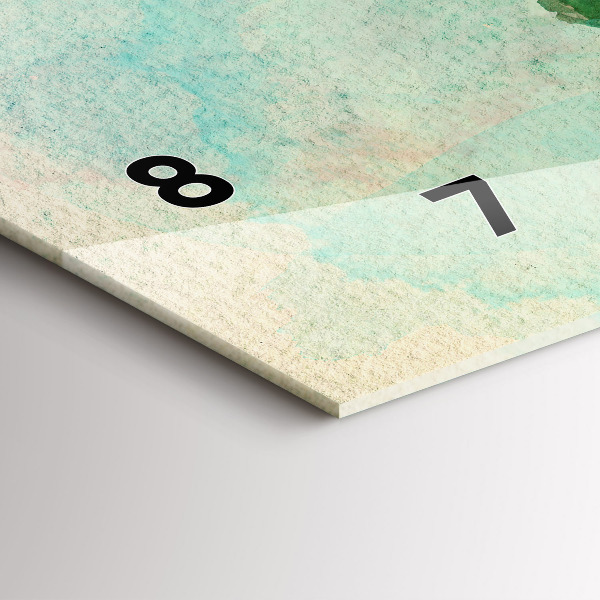 Horloge rectangulaire horizontale 'Carte du monde à l''aquarelle'