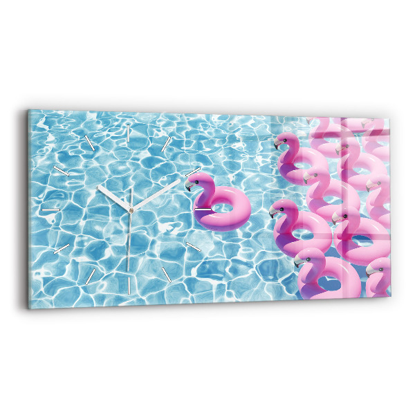 Horloge rectangulaire horizontale Pissenlits flamants roses