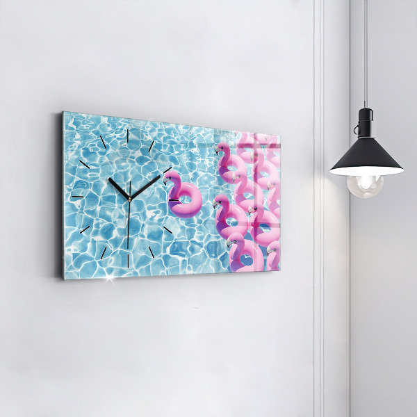 Horloge rectangulaire horizontale Pissenlits flamants roses