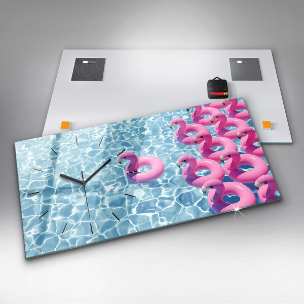 Horloge rectangulaire horizontale Pissenlits flamants roses