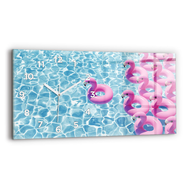 Horloge rectangulaire horizontale Pissenlits flamants roses