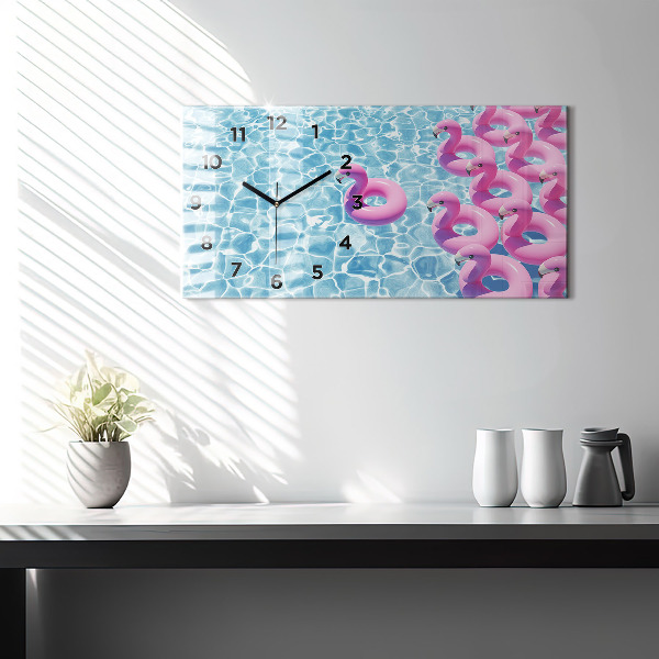 Horloge rectangulaire horizontale Pissenlits flamants roses