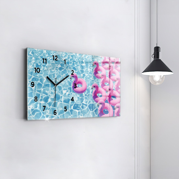 Horloge rectangulaire horizontale Pissenlits flamants roses