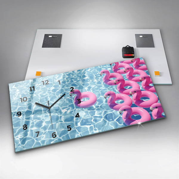 Horloge rectangulaire horizontale Pissenlits flamants roses