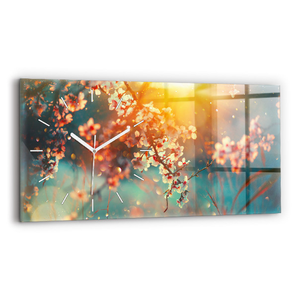 Horloge rectangulaire horizontale Fleurs de printemps