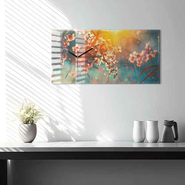 Horloge rectangulaire horizontale Fleurs de printemps
