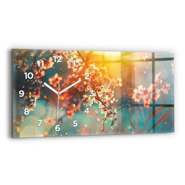 Horloge rectangulaire horizontale Fleurs de printemps
