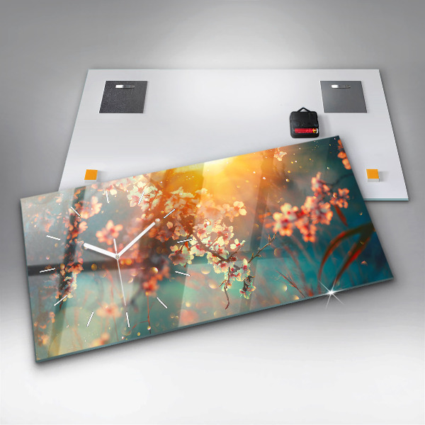 Horloge rectangulaire horizontale Fleurs de printemps