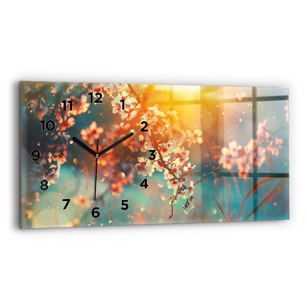 Horloge rectangulaire horizontale Fleurs de printemps