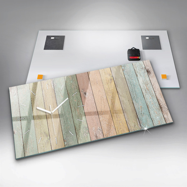 Horloge rectangulaire horizontale Des planches colorées