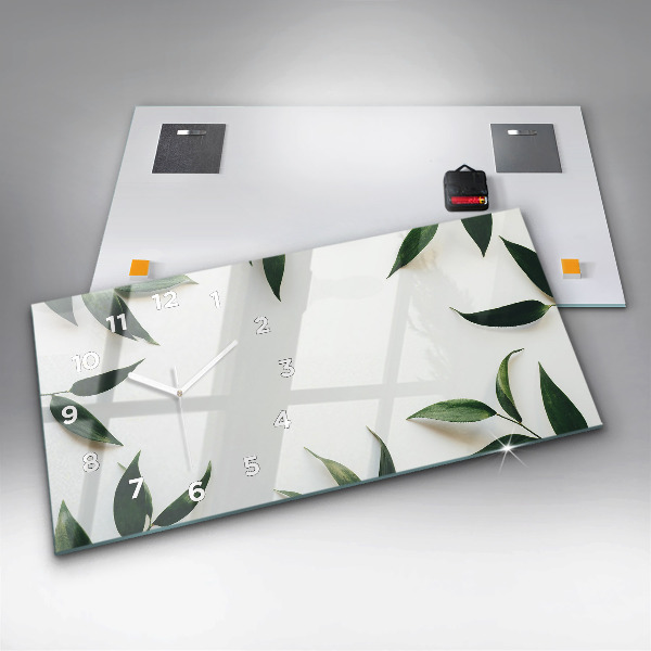 Horloge rectangulaire horizontale Cadre de feuille