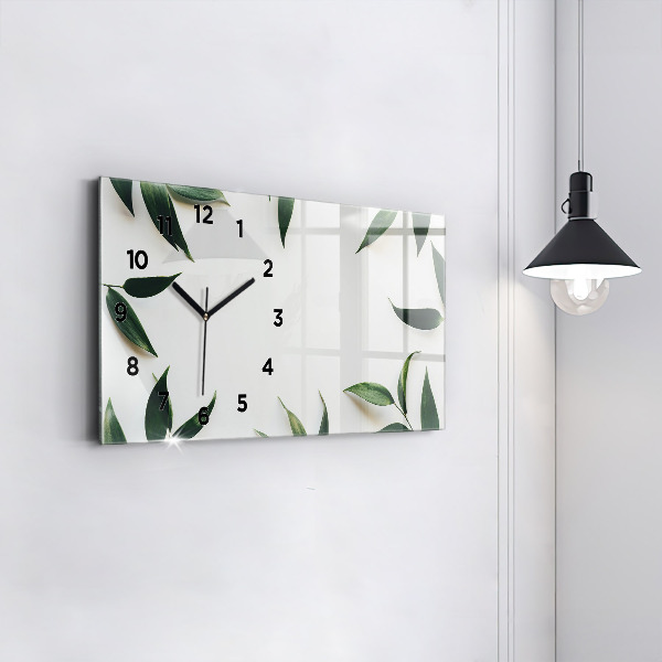 Horloge rectangulaire horizontale Cadre de feuille