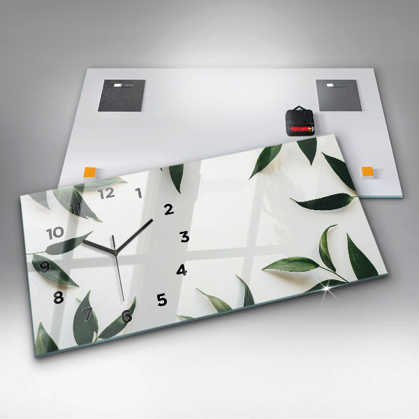 Horloge rectangulaire horizontale Cadre de feuille