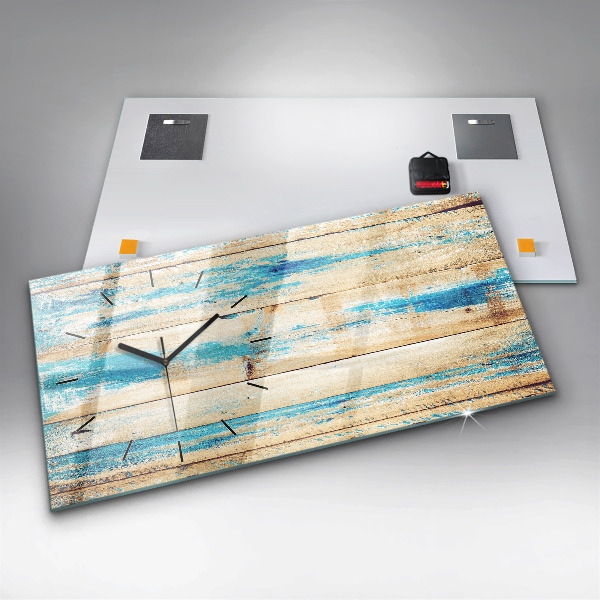 Horloge rectangulaire horizontale Bois rayé