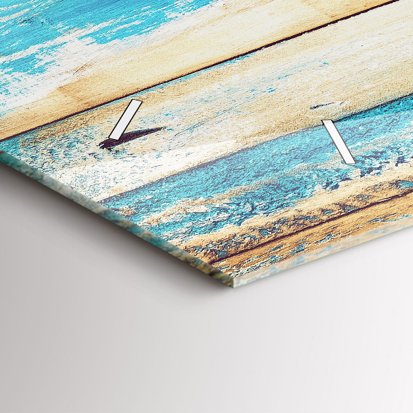 Horloge rectangulaire horizontale Bois rayé