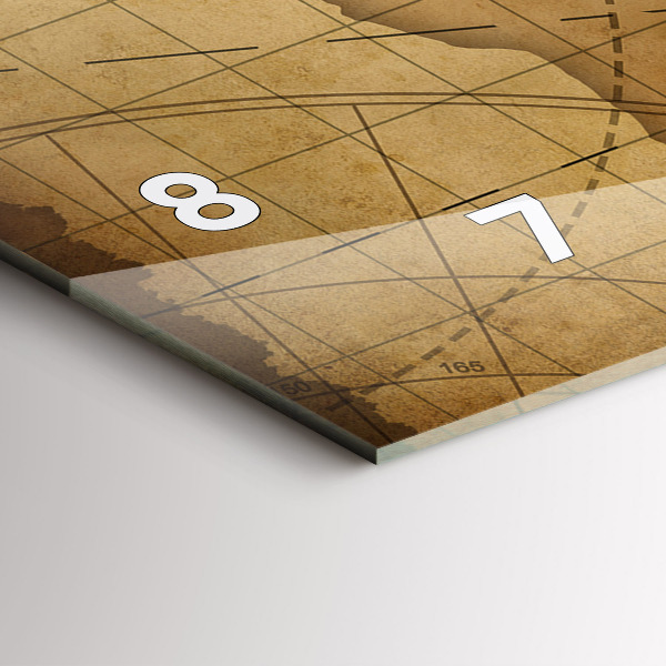 Horloge rectangulaire horizontale Carte du monde vintage