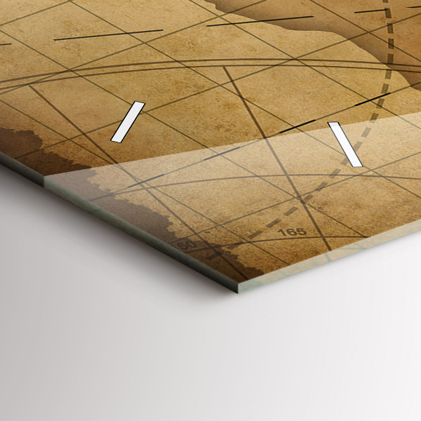 Horloge rectangulaire horizontale Carte du monde vintage