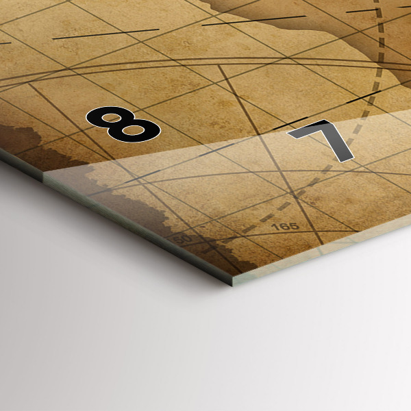 Horloge rectangulaire horizontale Carte du monde vintage