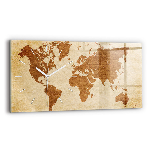 Horloge rectangulaire horizontale 'Carte du monde à l''ancienne'