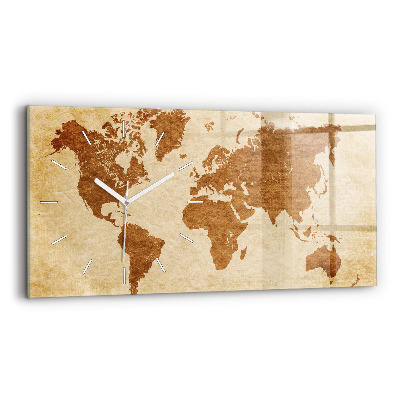 Horloge rectangulaire horizontale 'Carte du monde à l''ancienne'