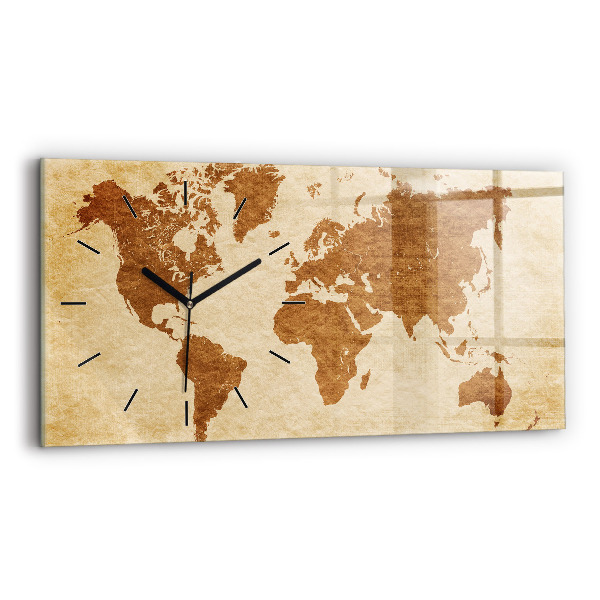 Horloge rectangulaire horizontale 'Carte du monde à l''ancienne'