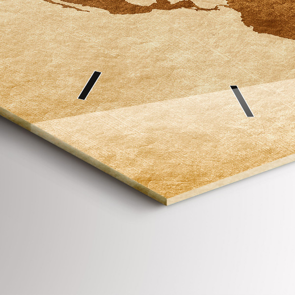 Horloge rectangulaire horizontale 'Carte du monde à l''ancienne'