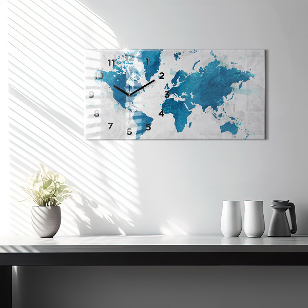 Horloge rectangulaire horizontale Carte du monde