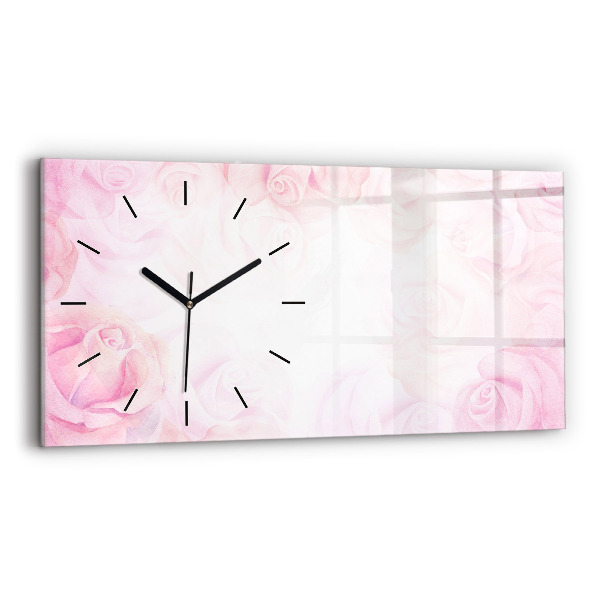 Horloge rectangulaire horizontale Roses abstraites