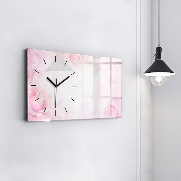 Horloge rectangulaire horizontale Roses abstraites