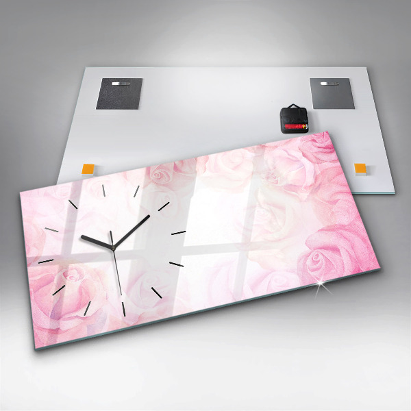 Horloge rectangulaire horizontale Roses abstraites