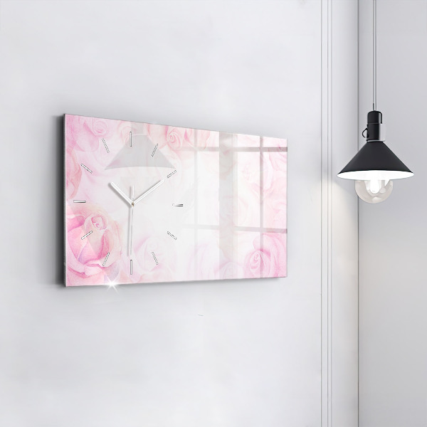 Horloge rectangulaire horizontale Roses abstraites