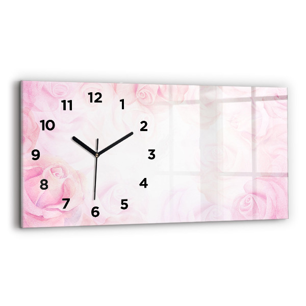 Horloge rectangulaire horizontale Roses abstraites