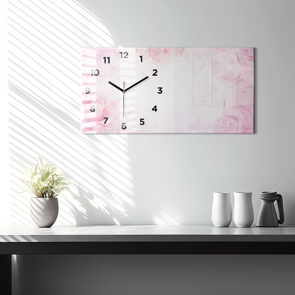 Horloge rectangulaire horizontale Roses abstraites