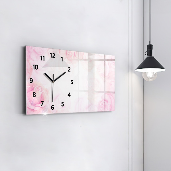 Horloge rectangulaire horizontale Roses abstraites