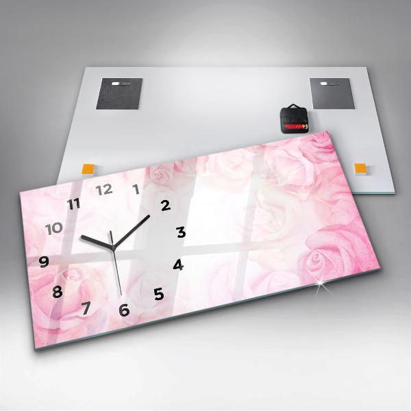 Horloge rectangulaire horizontale Roses abstraites