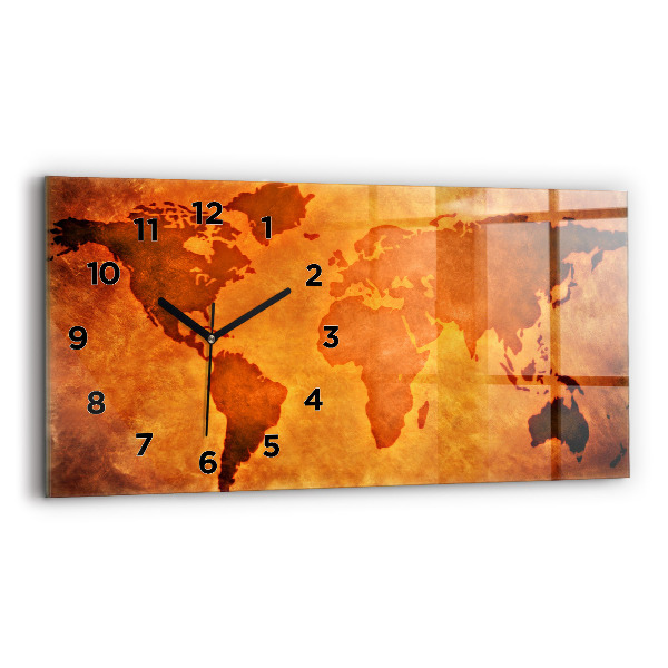 Horloge rectangulaire horizontale Grande carte du monde
